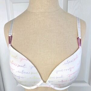 Victoria's Secret Logo Push-up Bra Size 34D Lingerie Multicolor